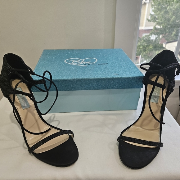 Blue by Betsey Johnson Satin Crystal Tie Sandal - Picture 5 of 8